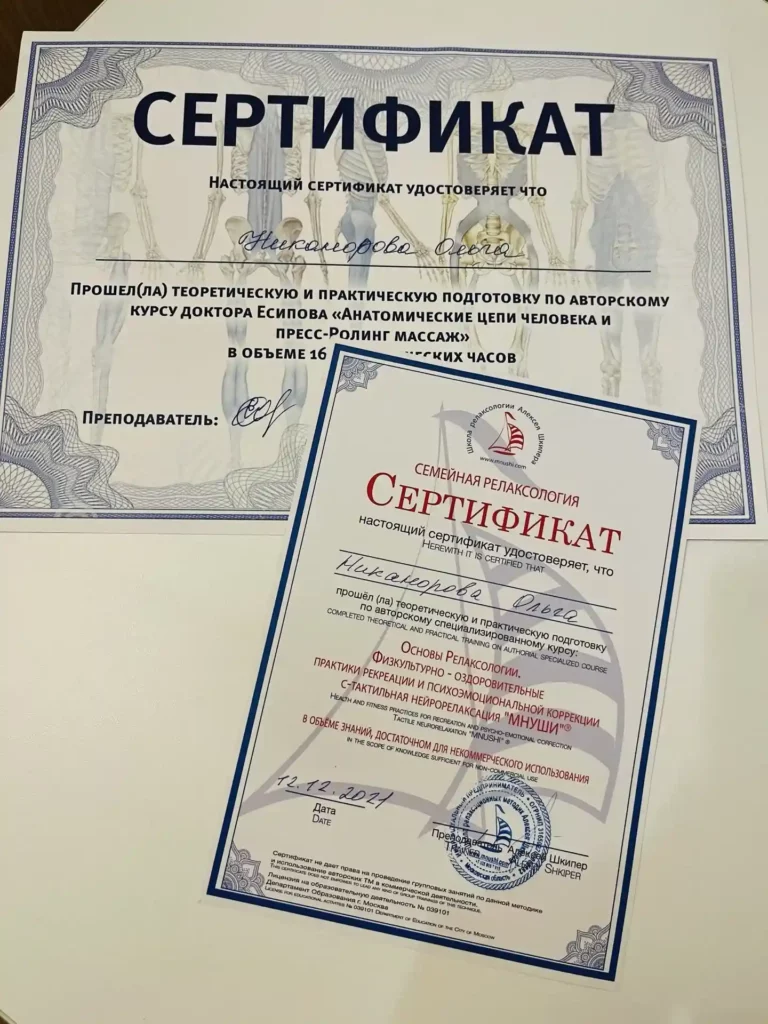 Сертификат Анатомические цепи человека и пресс-ролинг массаж
